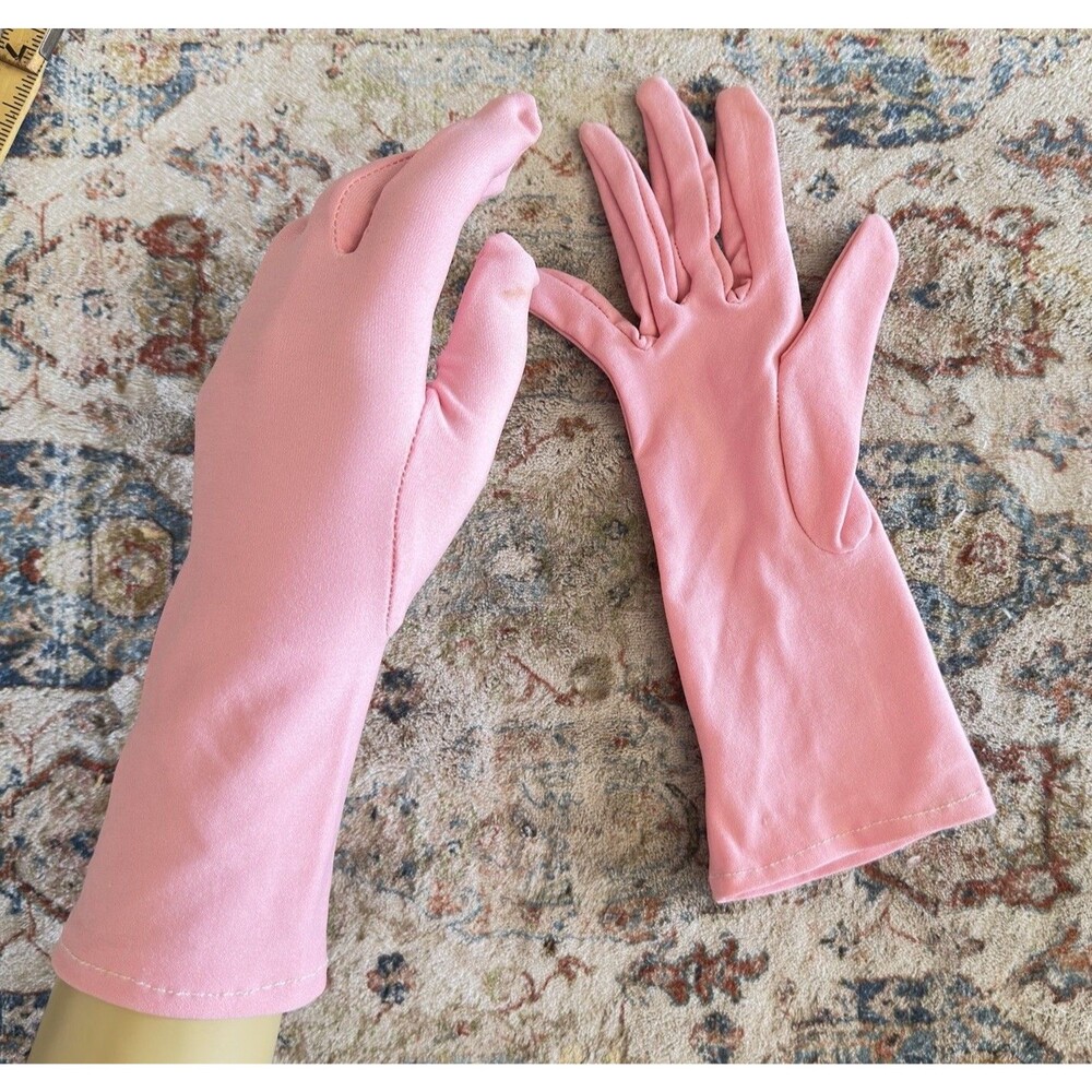 Vintage LaCrasia New York Pink Stretch Wrist Gloves Women Made USA Sony Pictures
